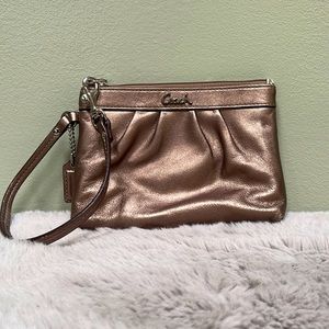 Metallic Bronze Coach Wristlet